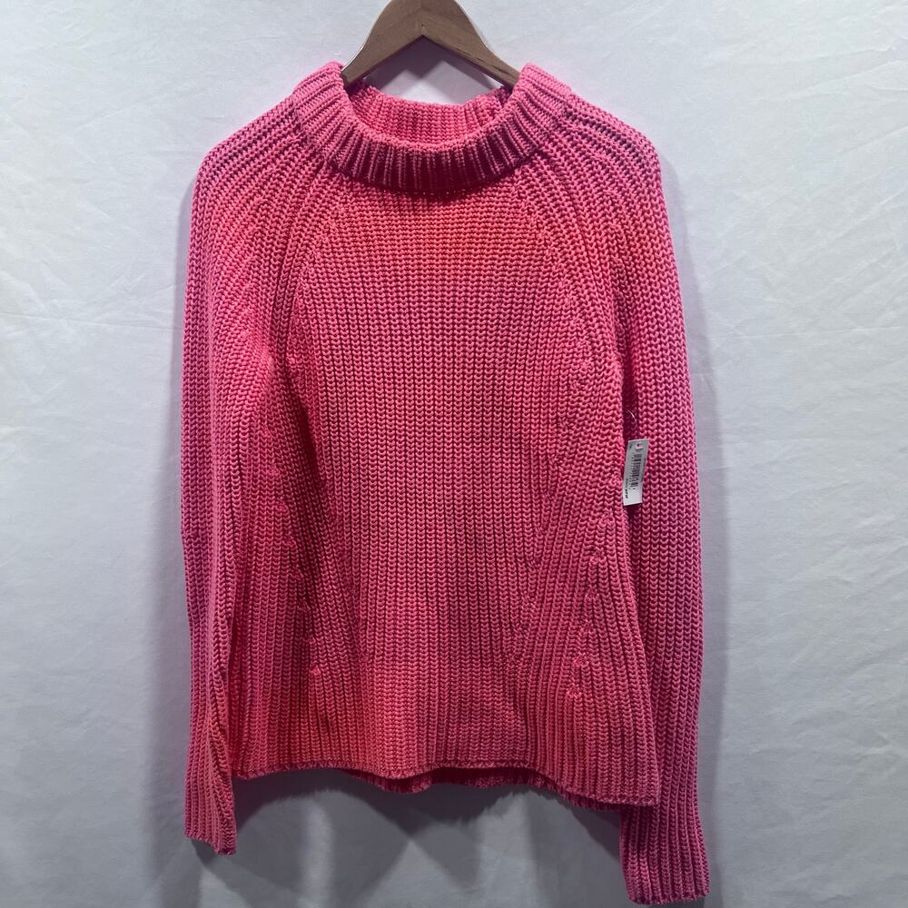 GoodThreads 100% Cotton Coral Chunky Knit Mock Neck Oversized Sweater XS NWT